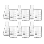 SBT 12pcs 500 ml Borosilicate 3.3 Glass Beaker and Conical Flask with Graduation Marks