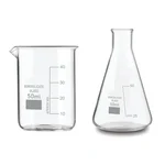 SBT 2pcs 50 ml Borosilicate 3.3 Glass Beaker and Conical Flask with Graduation Marks