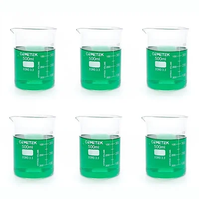 COMETEK 500ml Borosilicate Glass Beaker Set Low Form, 50ml Graduations
Heat Resistant Laboratory Glassware
Pack of 6