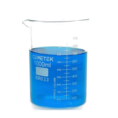 COMETEK Low Form1000ml Borosilicate Glass Beaker with 100mL Graduations Premium Laboratory Glassware (Pack of 1)