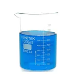 COMETEK Low Form1000ml Borosilicate Glass Beaker with 100mL Graduations Premium Laboratory Glassware (Pack of 1)