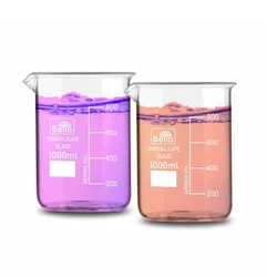 Pack of 2 Pcs 1000 ml Borosilicate 3.3 Glass Beaker With Graduation Marks