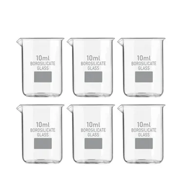 SBT Instruments 6pcs x 10ml Borosilicate 3.3 Glass Beakers with Graduation Marks