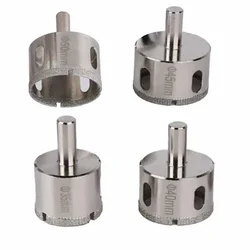 Heavy Duty 4 Pcs 35/40/45/50mm Diamond Coated Glass Core Hole Saw Bits For Glass, Tile, Marble, Ceramic 