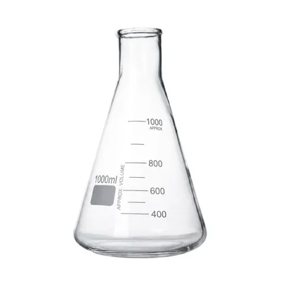 Cometek Borosilicate 3.3 Glass 1000ml Narrow Neck Conical Erlenmeyer Flask with White Graduations