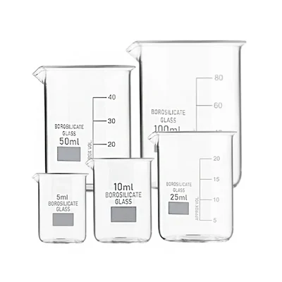 Cometek Borosilicate Glass Beaker Set – Set of 5 (5ml, 10ml, 25ml, 50ml, 100ml) | for Lab, Home, College & DIY Use