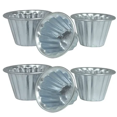 Set of 6 Glass Shape Aluminium Large Size Jelly Cupcake Baking Moulds For Oven