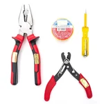 Globus 1259 Steel Hand Tool Set/3 Pcs (Plier, Tester, Wire Stripper and Electric Pvc Tape)