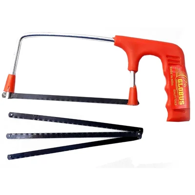 Globus 150 mm (6 inch) Mini Hacksaw Frame with Blade, Plastic Handle & 3 Blades