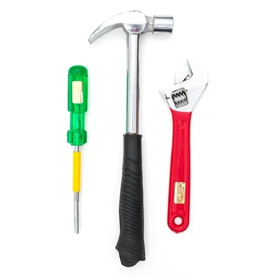 GLOBUS 3-Pc Hand Tool Set with 1/2lbs Hammer, 8" Chrome Adjustable Wrench & 2-in-1 Screwdriver GT-4001-12CP