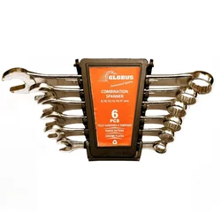 Globus Combination Spanner Set 6 pcs / 8-17mm In Plastic Rake Kit with Lock