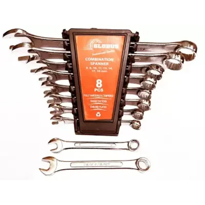 Globus Combination Wrench Set/8 in Plastic Rake Kit With Lock Double Sided Combination Wrench 