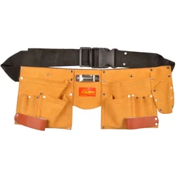 Globus 18.5x7 inch Leather Brown & Black Tool Apron with 11 Pockets