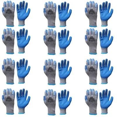 Delight 12 Pair Latex Coated Black Blue Gloves (MLPN51-BB)