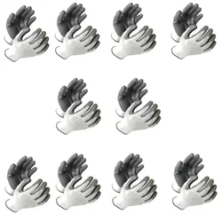 Kavacha Nylon White & Grey Nitrile Coated Cut Proof Hand Gloves(Pack-10 Pair)