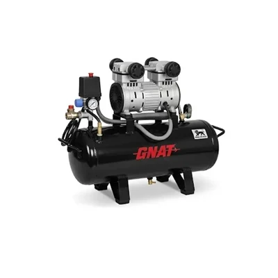 GNAT 1 HP Oil Free Air Compressor Low Noise 65 dBA for Dental Medical Laboratory Reciprocating Pump