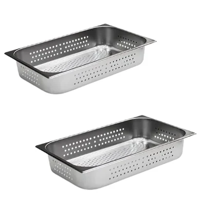 Malabar Pack of 2 Stainless Steel Perforated Gn Pan, Perforated Gastronorm Pan