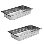 Malabar Pack of 2 Stainless Steel Perforated Gn Pan, Perforated Gastronorm Pan