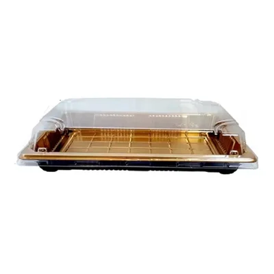 400 Pcs, Designer 8x3x2.25 Inch Disposable Gold Sushi Take Out Box