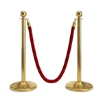 Premium Quality Golden Finish Queue Manager, with 1.5 meter Red Velvet Rope for Social Distancing (2 Pillar and 1 Rope)