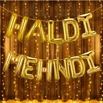 3 Pcs Golden Foil Haldi Mehndi Balloon Light Kit Wedding Ceremony Party Décor (pack of 2)