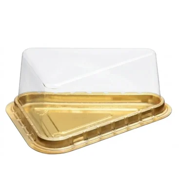 Golden Triangle Pastry Box with High Lid Premium Disposable Cake Slice Dessert Packaging Container, (Pack of 200)