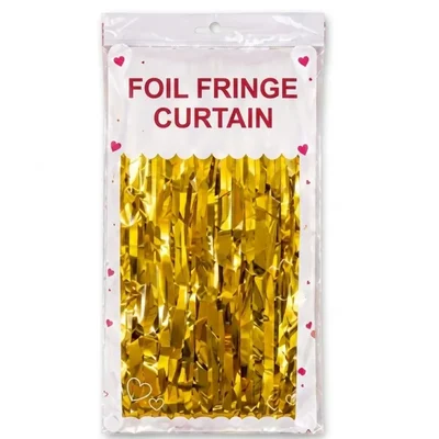 Pack of 10, 20, 50, 70, 100 | Gold Colour 3x6 ft Party Foil Fringe Curtain Shimmer Backdrop Streamer Decoration(Pack-10 pcs)