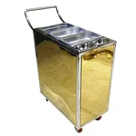 High End Catering Gold Plated Mirror Steel 3+2Pot 15x42x34inch Live Snacks Trolley or Banquet Service For Hotel Banquets
