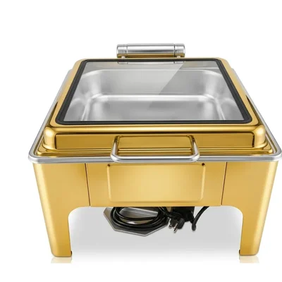 Premium Quality Gold Square Electric 6.5L Chafer for Commercial Kitchen Buffet Catering Food Serving