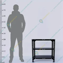 Menage 24 x 23 x 12 Inch 3 Shelves Multipurpose Storage Rack With Accessories