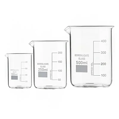 COMETEK Beakers Set 100ml, 250ml & 500ml | Low Form Graduated Measuring Beakers for Laboratory Liquid Mixing & Heating