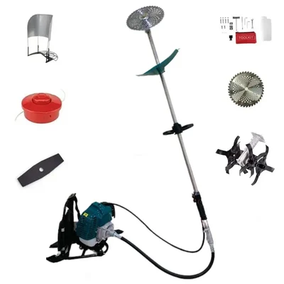 GRAMSTRONG 2 Stroke 52 CC Backpack Grass Cutting Machine With Round Tiller Attachment and Multi Attachment 