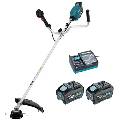 Makita UR013GT206, 40V 1500W Cordless Grass Trimmer, Bike Handle with 2 Batteries & Charger