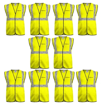 Gravitech Pack Of 10,25,50 Pcs  Green Safety  Jacket, 50 GSM With 2" PVC Reflective Tape (GI-RJ-01 (Pack-10 Pcs)