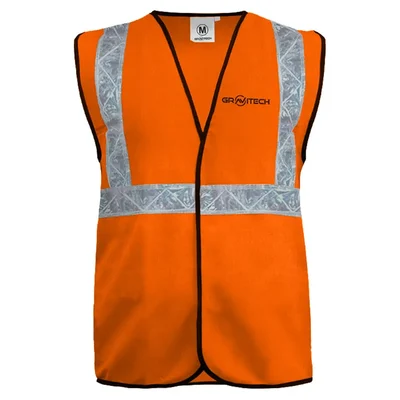 Gravitech Pack of 100 50 GSM Orange Safety Jacket with 2" PVC Reflective Tape GI-RJ-01