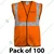 Gravitech Pack of 100 50 GSM Orange Safety Jacket with 2" PVC Reflective Tape GI-RJ-01