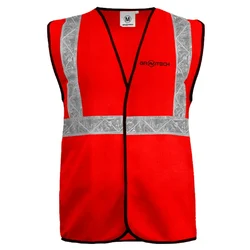 Gravitech Pack of 100 50 GSM Red Safety Jacket with 2" PVC Reflective Tape GI-RJ-01