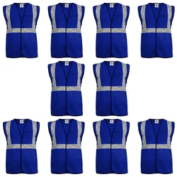 Gravitech 50 GSM Blue Safety Jacket with 2" PVC Reflective Tape GI-RJ-01 (Pack of 10)