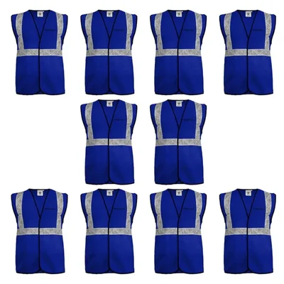 Gravitech Pack Of 10,25,50 Pcs Blue Colour Safety Jacket, 50 GSM With 2" PVC Reflective Tape GI-RJ-01 (Pack-10 Pcs)