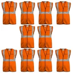 Gravitech 50 GSM Orange Safety Jacket with 2" PVC Reflective Tape GI-RJ-01 (Pack of 10)
