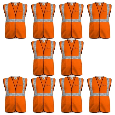 Gravitech Pack Of 10,25,50 Pcs Orange Safety Jacket, 50 GSM With 2" PVC Reflective Tape GI-RJ-01 (Pack-10 Pcs)