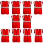Gravitech 50 GSM Red Safety Jacket with 2" PVC Reflective Tape GI-RJ-01 (Pack of 10)