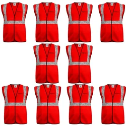 Gravitech 50 GSM Red Safety Jacket with 2" PVC Reflective Tape GI-RJ-01 (Pack of 10)