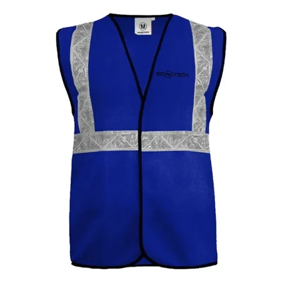 Gravitech 50 GSM Blue Safety Jacket with 2" PVC Reflective Tape GI-RJ-01 (Pack of 1)(Pack-1 Pcs )