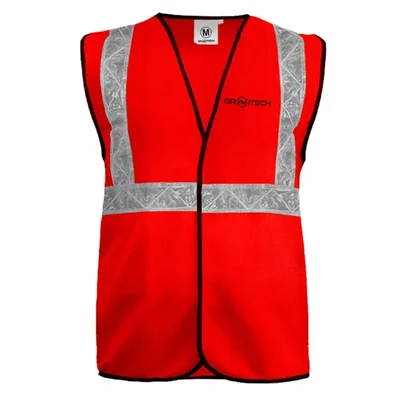 Gravitech 50 GSM Red Safety Jacket with 2" PVC Reflective Tape GI-RJ-01 (Pack of 1)(Pack-1 Pcs )