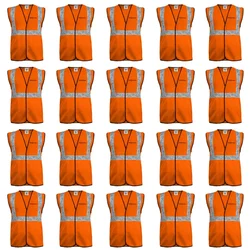 Gravitech 50 GSM Orange Safety Jacket with 2" PVC Reflective Tape GI-RJ-01 (Pack of 20)