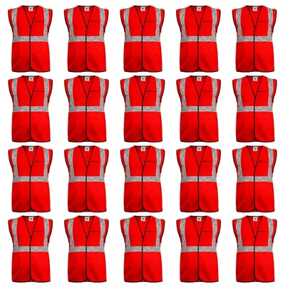 Gravitech 50 GSM Red Safety Jacket with 2" PVC Reflective Tape GI-RJ-01 (Pack of 20)