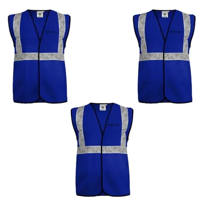 Gravitech 50 GSM Blue Safety Jacket with 2" PVC Reflective Tape GI-RJ-01 (Pack-3 Pcs)