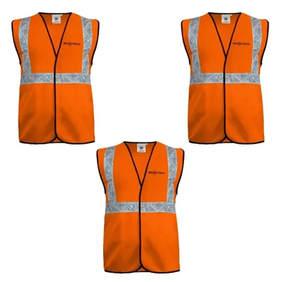 Gravitech 50 GSM Orange Safety Jacket with 2" PVC Reflective Tape GI-RJ-01 (Pack-3 Pcs )