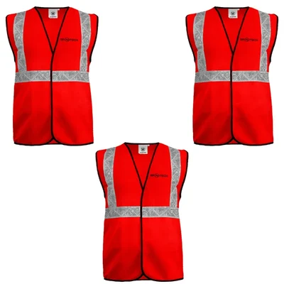 Gravitech 50 GSM Red Safety Jacket with 2" PVC Reflective Tape GI-RJ-01 (Pack of 3)